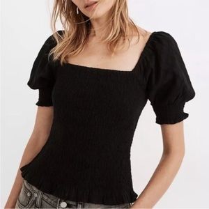 MADEWELL Lucie smocked bodice puff sleeve top